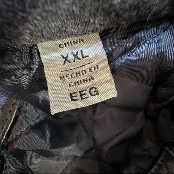 Levis Dark Blue Men’s Faux Leather Hooded Bomber Jacket XXL - Picture 9 of 15